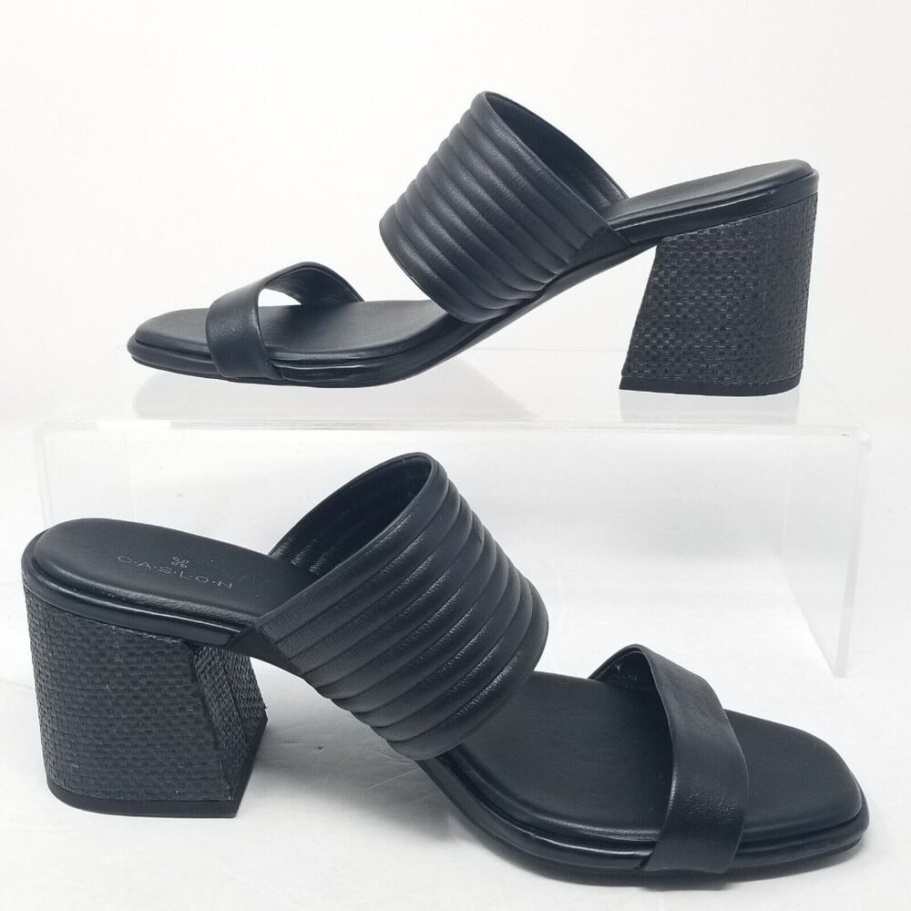 Caslon Women's Sandals Black Slides Lamia Slip On Vegan Open Toe Block H… - Picture 2 of 8